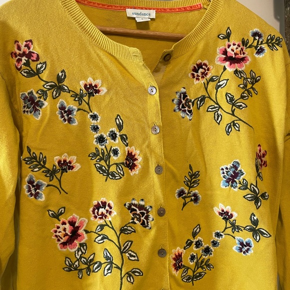 Sundance Mustard Yellow Create Dreams Floral Embroidered Cardigan - Picture 3 of 7
